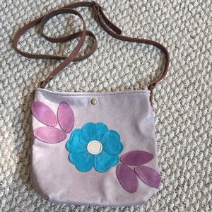 Leather Elegant Floral Crossbody Bag in Purple and Blue